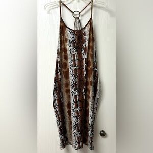 Snake Print Sleeveless Sun Dress